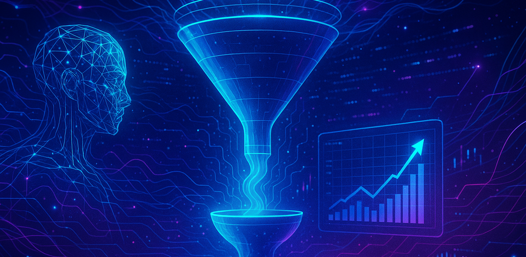 Gráfico que ilustra las etapas de un funnel de ventas para productos digitales