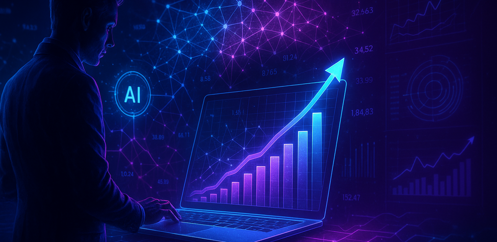 Emprendedores en un entorno digital trabajando con herramientas de automatización y embudos de ventas.